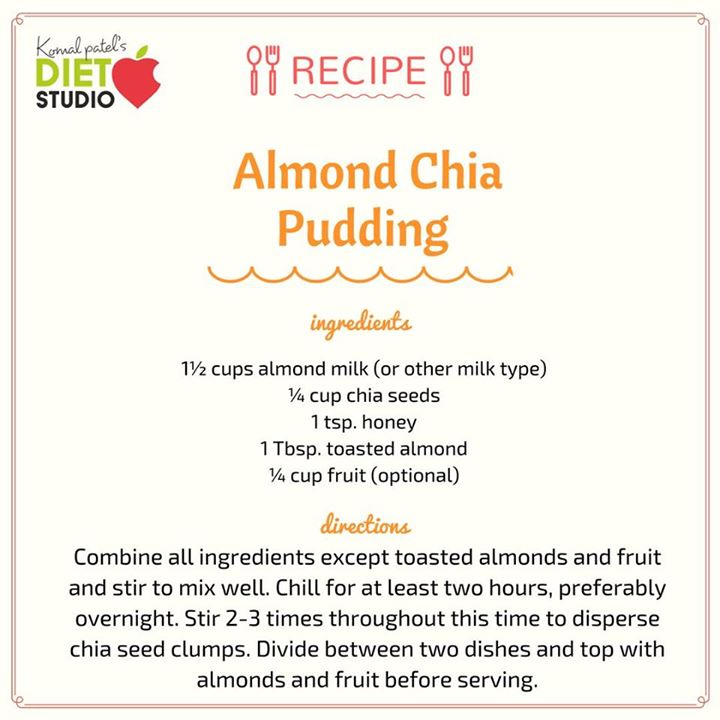 Almond chia pudding a healthy recipe for people who are fasting and for all those who have a sweet tooth...... 
#chia #chiapudding #sweet #healthydessert #desserts