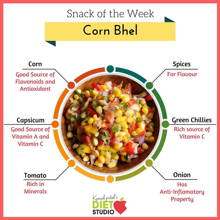 Komal Patel,  snackoftheweek, snack, corn, cornbhel, fiber, 4pmsnack, healthyrecipe, healthysnack