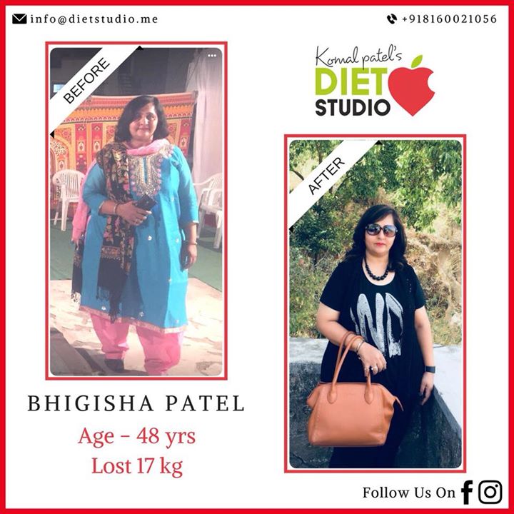 'If you Believe in yourself Anything is possible'
48 yr Bhigisha’s journey of tremendous inch loss along with 17kg of weight loss.
During this weight loss journey, she went for her parties, dinning out, attended weddings and much more but still maintained her journey towards wellness. This was possible due to her positivity and enthusiasm. This doesn’t end here. Her journey for wellness still continues and aims for fit body with diet studio.
#transformation #fattofit #weightloss #inchloss #fatloss #dietstudio #dietplan #weightlossplan