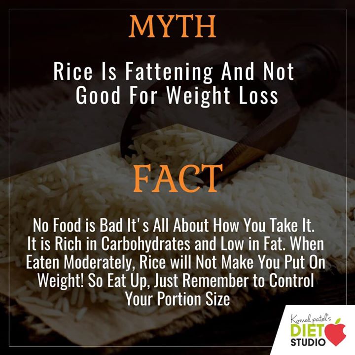 Komal Patel,  myth, facts, rice, weightloss