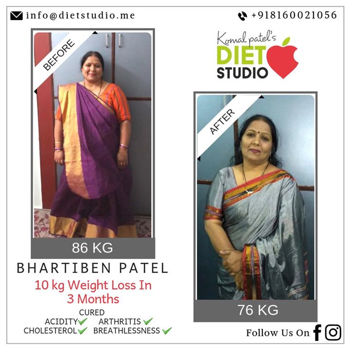 One more achiever of diet studio. 
Bhartiben joined diet studio with the trust to overcome her health ailments like acidity, high cholesterol , breathlessness and inflammation.
She not only lost weight but also achieved her health back. 
So it’s not always about the weight loss it’s all about the parameters you want correct for a healthy body..
#dietplan #acidity #cholesterol #dietclinic #healthylifestyle