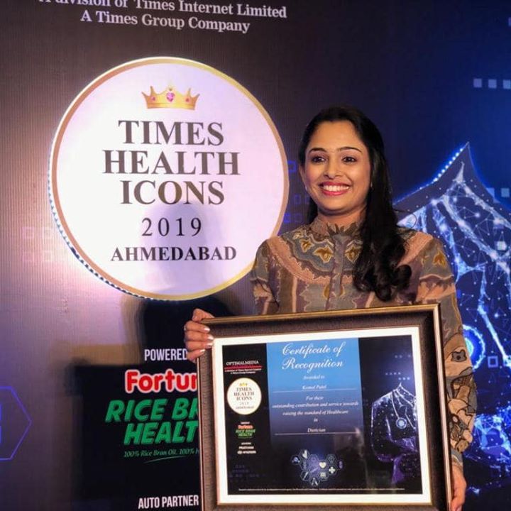 Komal Patel,  komalpatel, healthicon, bestdietitian, ahmedabad, dietclinic, diet, nutrionist, times, award
