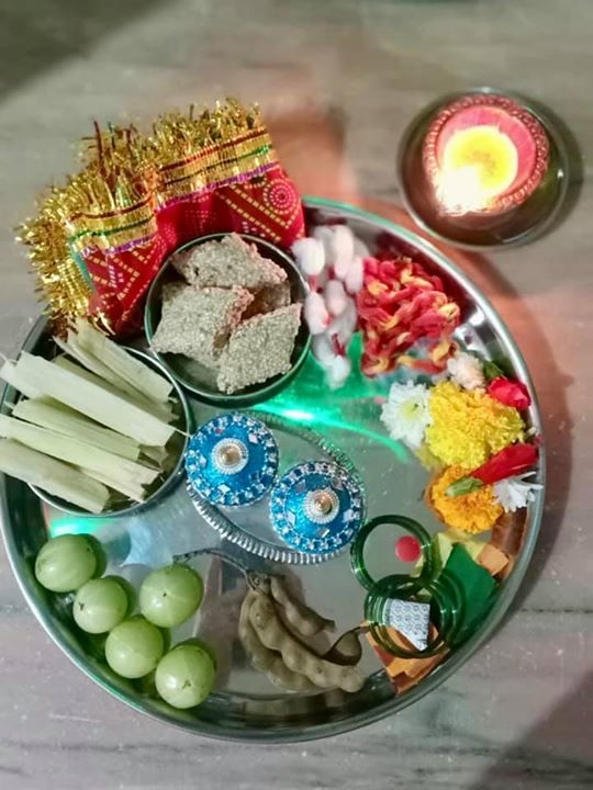 Tulsi puja  symbolizes Goddess Lakshmi, the consort of Lord Vishnu. The Tulsi leaf has great medicinal value as it cures various ailments, including the common cold. 
The foods offered welcomes new seasonal food like sugarcane, amla, sesame seeds all these has their own significance in our health.
#diwali #tusipuja #tulsi