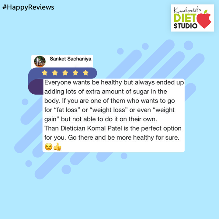 We are glad for your feedback!

#Feedback #Reviews #komalpatel #diet #goodfood #eathealthy #goodhealth