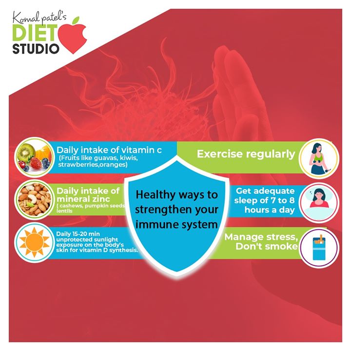 Healthy ways to strengthen your Immune System.

#komalpatel #onlineconsultation #dietitian #ahmedabad #dietclinic #dietplan #weightloss #pcos #diabetes #immunitydietplan