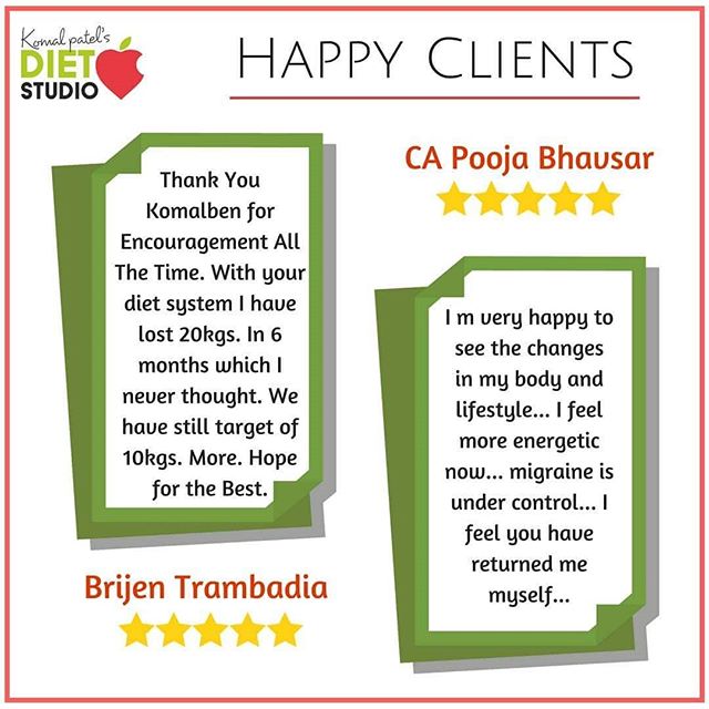 Time for feedback.
This is what they feel after completing our programs..
Thank you.
#happyclients #clientsfeedback #clients #dietclinic #dietitian #komalpatel #nutrionist #bestdietitian #dietstudio #fatloss #weightloss