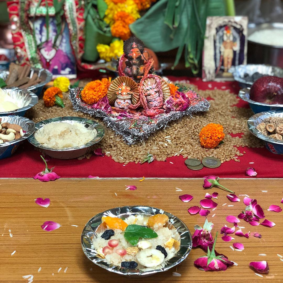 Count blessings not calories.
Prashad made with Rawa, milk, ghee and sugar And topped with fruits, nuts and tulsi leaves gives you peace. 
Tip : moderation is the key. 
#prasad #mahaprasad #blessings #pooja
