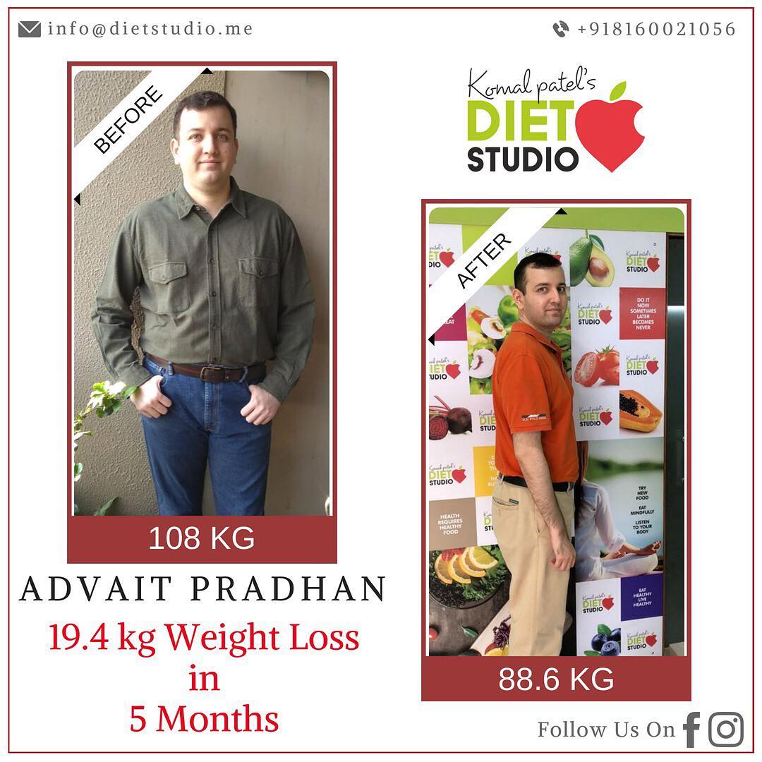 Our client Advait Pradhan,35 yrs, with 9 hrs of working time tried to manage healthy lifestyle and lost 19.4 kg.  His target is still to lose fat.
A diet plan need not always be complex or boring. A simple scientific approach towards nutrition can ensure weight loss as well as take care of the daily nutritional requirements.
#fatloss #weightloss #dietplan #dietclinic #healthylifestyle #weightlossjourney #weightlossgoals