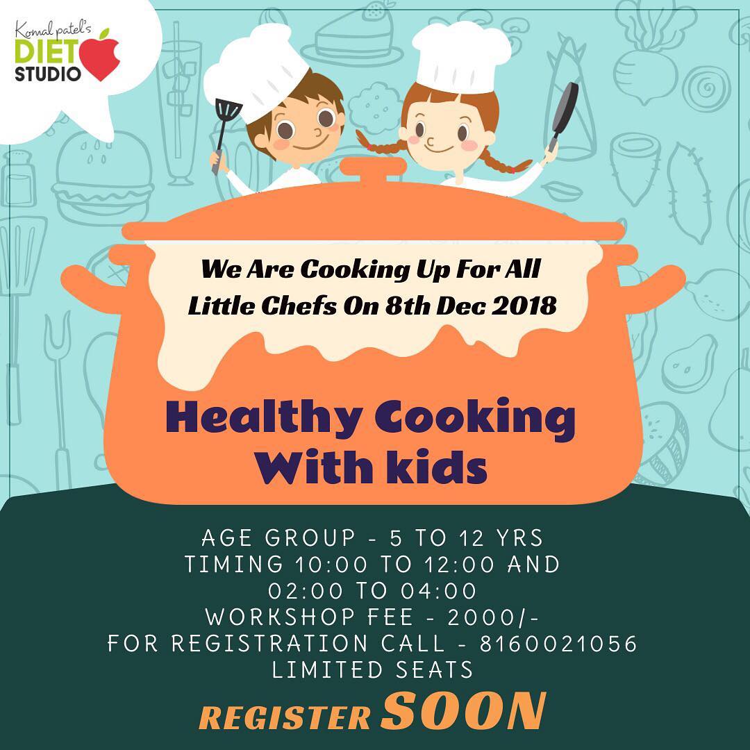 Register soon....... Looking for some fun cooking for kids. Then sign them up for the delightful cooking workshop. 
Our goal is to teach kids some health practices, making them learn their plate, some interesting recipes and games. 
Healthy cooking with kids registration is open now... for registration clink on the link below 
https://goo.gl/forms/8GcqPLaNmQn5Xadg1
#kids #healthykids #workshop #kidsworkshop #cooking #healthyrecipes #dietstudio