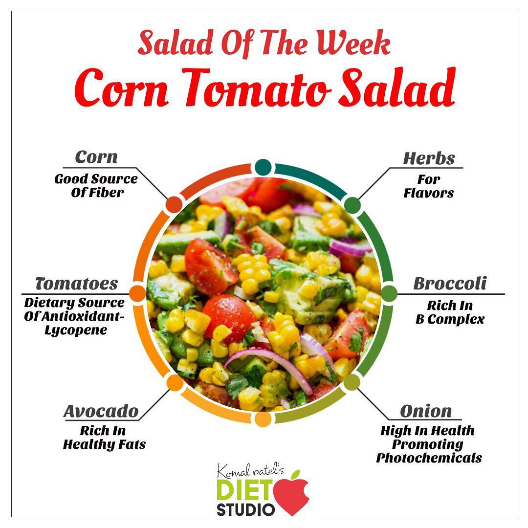 Komal Patel,  corn, tomato, salad, saladoftheweek, avacado