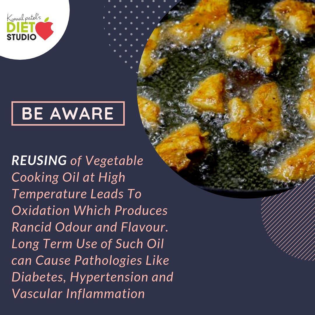 During the deep frying of food, cooking oil is exposed to a very high temperature with the presence of moisture and air under such conditions, a  series of complex chemical reactions take place, following in loss of both quality and nutritional values of the cooking oil.
A small change in your daily cooking 
Do not reuse deep fryed oil 
#oil #vegetableoil #reuse #deepfrying #nutrition