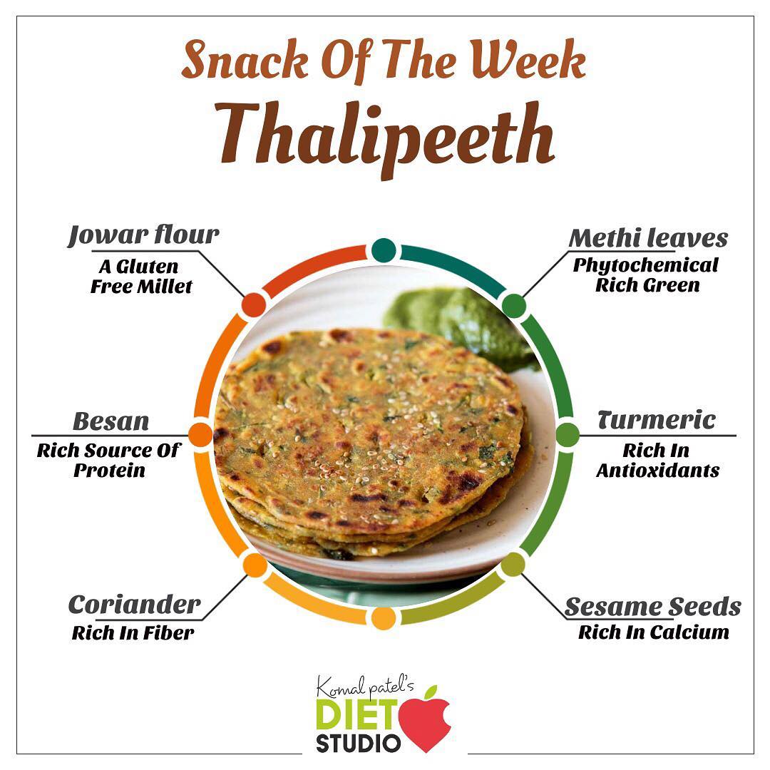 Snack of the week 
Thalipeeth is a type of savoury multi-grain pancake popular in India.
thalipeeth is a powerhouse of nutrition. 
#thalipeeth #snack #breakfast #nutrition