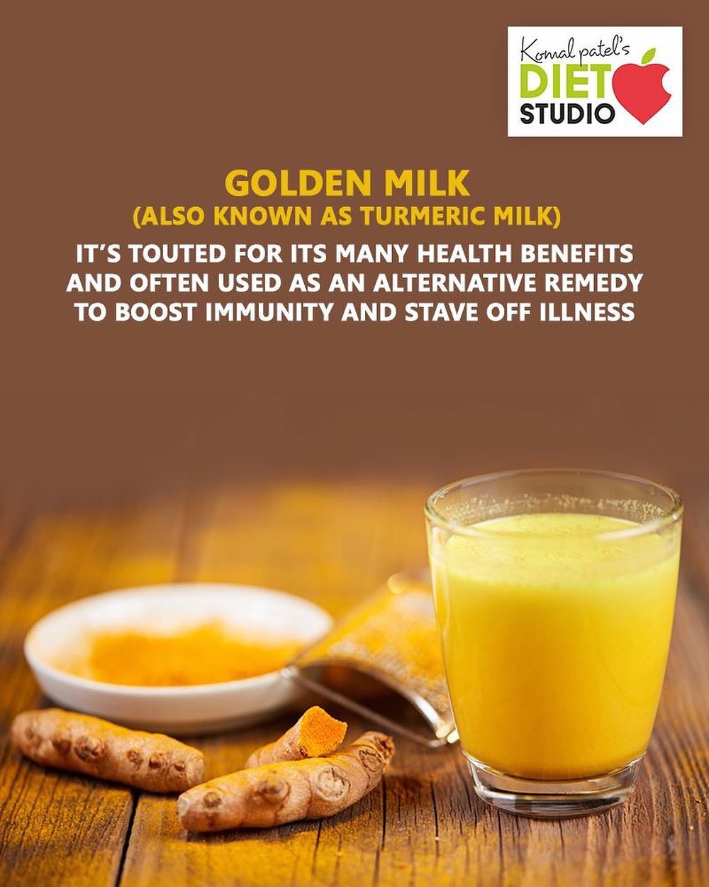 Golden milk — also known as turmeric milk

It’s touted for its many health benefits and often used as an alternative remedy to boost immunity and stave off illness.

#komalpatel #diet #goodfood #eathealthy #goodhealth