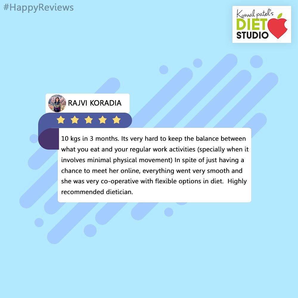 We are glad for your feedback!

#Feedback #Reviews #komalpatel #diet #goodfood #eathealthy #goodhealth #dietitian