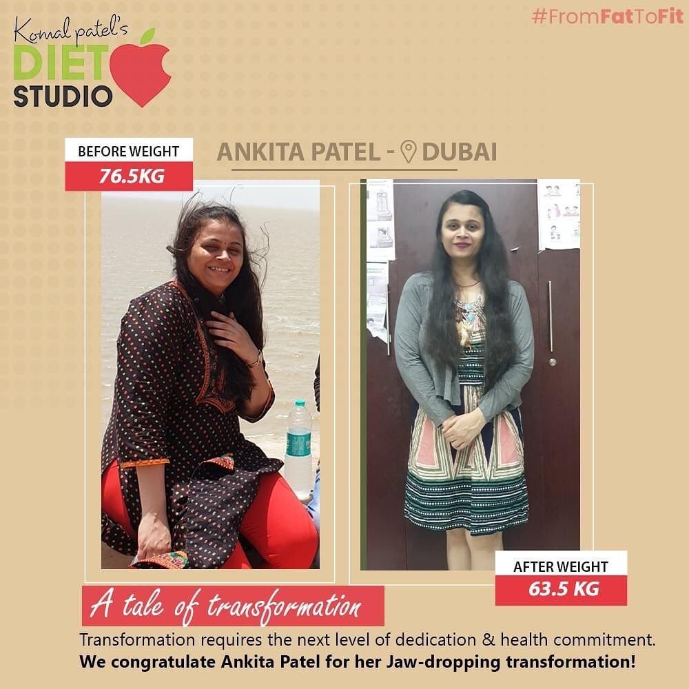 Who says online consultation doesn’t work.
Meet Ankita a working mother from united arab enrolled for weight loss / fat loss program with @dtkomalpatel 
And now picture says it all 
A good weight loss and more of inch loss has given back her confidence and motivation to be on a track of healthy lifestyle.
All I need is determination and dedication.... Be an inspiration for people who are struggling to lose weight.

#dietstudio #weightloss #weightlossjourney #komalpatel #dietclinic #healthylifestyle #dietstudio