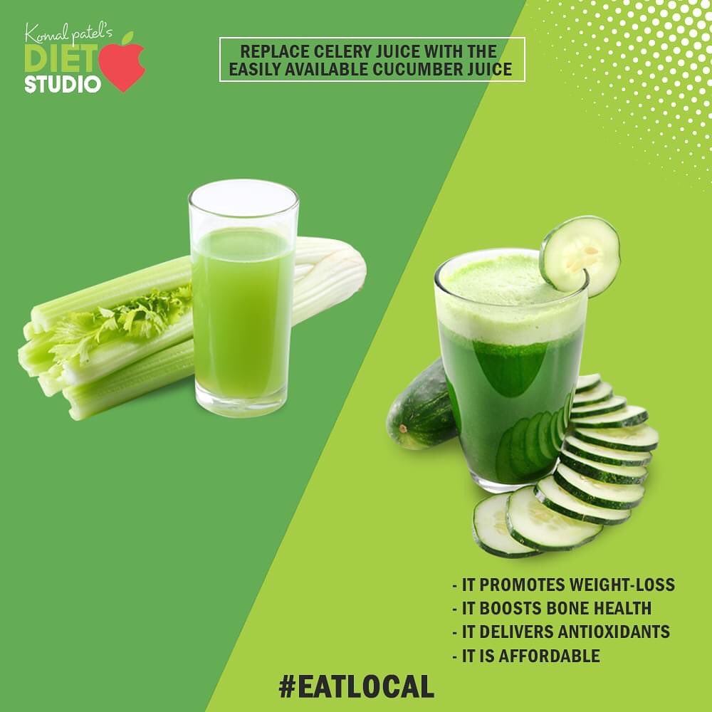 Save your time, effort, and energy; do not go or hunting celery because cucumber juice is a great alternative for celery juice.

Cucumber is easily available and hence its juice can be readily prepared. Moreover, the cost-effective and pocket-friendly cucumber juice too will help in promoting weight-loss, boosting bone health, and delivering antioxidants.

#EatLocal #CucumberJuice #KomalpPatel #Diet #GoodFood #EatHealthy #GoodHealth #DietPlan #DietConsultation