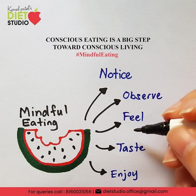 Being mindful of the food you eat can promote better digestion, keep you full with less food, and influence wiser choices about what you eat in the future.

#FitnessBeforeFilters #HealthyLiving #PledgeToFitness #KomalPatel #GoodHealth #DietConsultation #HealthyEating #MindfulEating
