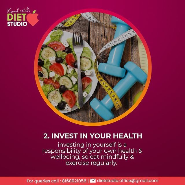 Challenge -2 

Investing in yourself is a responsibility of your own health and well-being.

The best way to have a healthy lifestyle is something you already know: 

✅ Maintain the recommended body weight

✅ Eat a balanced diet with moderate portions

✅Engage in regular physical activity

✅Drink more water

✅Get control over your stress level

✅Have annual physical exams

#21dayhealthyhabitschallenge #dshealthyhabitchallenge #komalpatel #dtkomalpatel #healthyhabits #healthylifestyle #health #diet #weightloss #lifestyle #dietitian