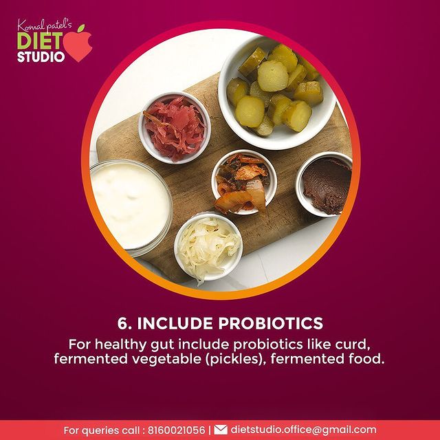 include probiotics 
- For healthy gut include probiotics like curd, fermented vegetable (pickles), fermented food.

#21dayhealthyhabitschallenge￼ #dshealthyhabitchallenge #komalpatel #dtkomalpatel #healthyhabits #healthylifestyle #health #diet #weightloss #lifestyle #dietitian #sunexposure #vitamind #meditation