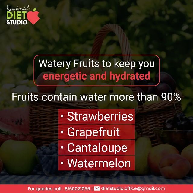 An effective way to help your body absorb sufficient water is by eating vegetables and fruits that hydrate your body, especially those which have rich water content. To satisfy the nutrient requirement in your body it is essential to eat fruits and vegetables that have high water content.

#KomalPatel #GoodFood #EatHealthy #GoodHealth #DietPlan #DietConsultation #DietChallenge #FitnessGoals