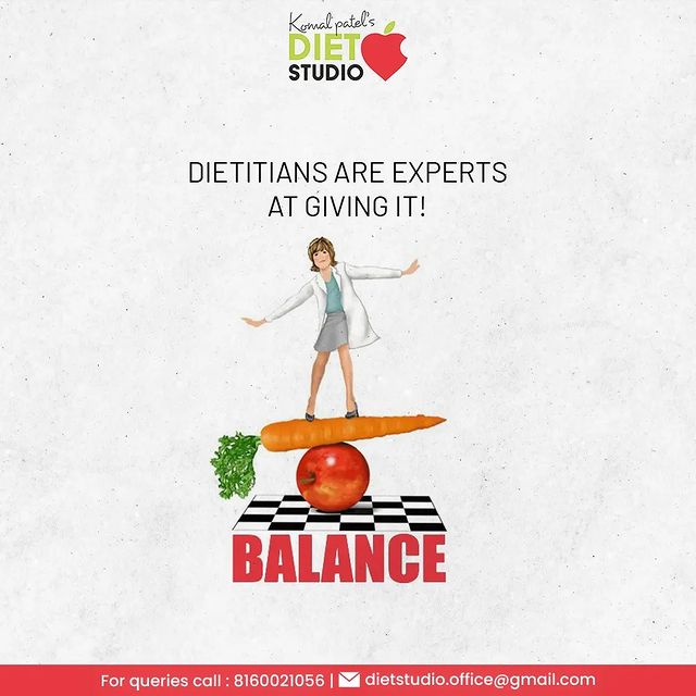 Without balanced nutrition, your body is more prone to disease, infection, fatigue, and low performance. Dietitians are experts to give you a healthy and balanced life. 

#KomalPatel #SmartChoices #FoodIntake #GoodFood #EatHealthy #GoodHealth #DietPlan #DietConsultation #DietChallenge #FitnessGoals