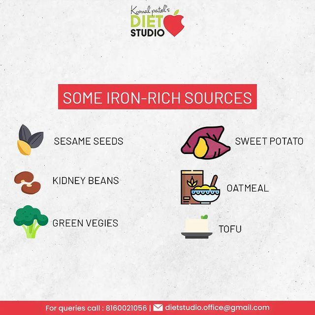 Iron is a mineral vital to the proper function of hemoglobin, a protein needed to transport oxygen in the blood. Iron is also involved in a number of other vital physiological activities, so plan your iron consumption wisely to keep your body healthy.

#KomalPatel #SmartChoices #FoodIntake #GoodFood #EatHealthy #GoodHealth #DietPlan #DietConsultation #DietChallenge #FitnessGoals