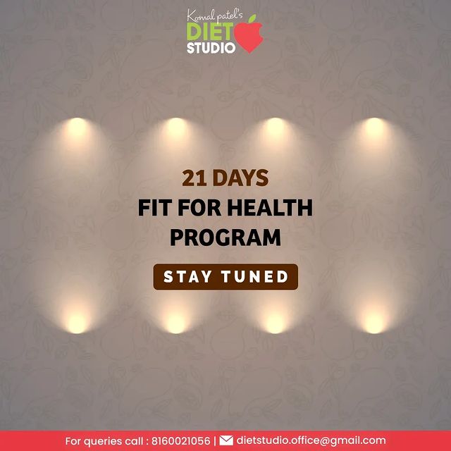 #21DaysHealthProgram
 
Willing to accomplish your fitness goals? Stay tuned for this health program. Get ready to shed those pounds that end up leaving you at your best!

#StayTuned #21DaysHealthProgram #FitnessGoals #HealthProgram #AccomplishFitnessGoals #DtKomalPatel #Fitness #MindfulDiet #MindfulEating #GetFit #Workout #PhysicalFitness #HealthyEating