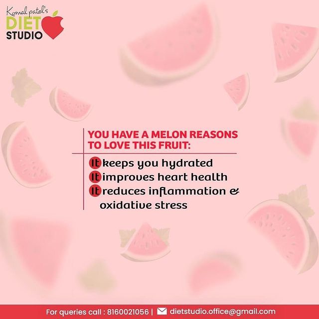 Still looking for reasons to include watermelon in your summer diet?

- It keeps you hydrated
- It improves heart health
- It reduces inflammation & oxidative stress
- It helps to prevent macular degeneration

#summerdiet #summerfruits #fruits #balanceddiet #nocrashdiet #healthyeating #lifestylemanagement #healthylifestyle  #fitspiration #dietmanagement #dtkomalpatel #fitness