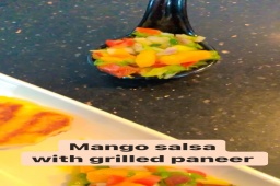 Mango salsa with grilled paneer 
A quick easy summer recipe 
#summervibes #healthyrecipe #mangosalsa #mango #mangorecipes #instagramreels #instagramrecipes #instagramdiet #instagramdietitians #dietitiansofinstagram #dietitianeats #komalpatel